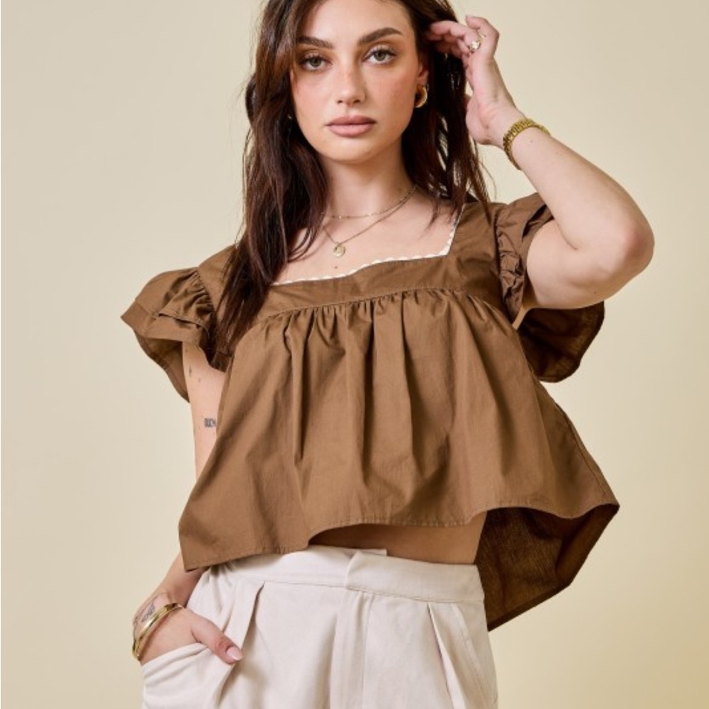 Day + Moon square neck top.